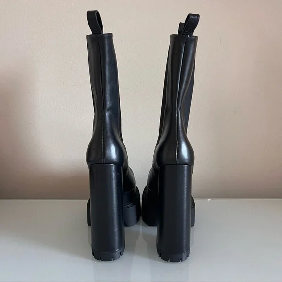 VERSACE | Black block platform aevitas Versace lug sole designer leather boot - Picture 15 of 16